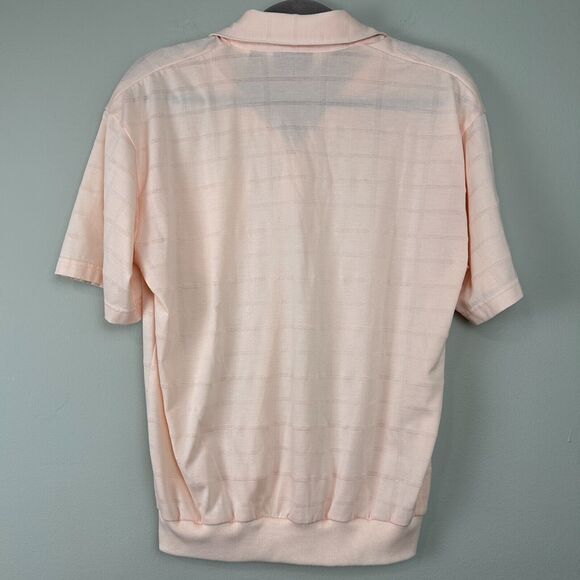 Vtg Classic by Palmland Polo Shirt Mens Medium Peach Banded Bottom Collared Golf - Picture 4 of 10